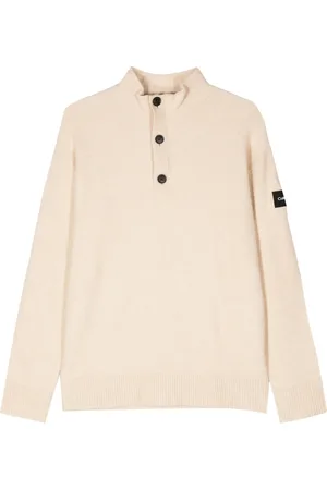 Calvin Klein Logo-appliqué brushed jumper