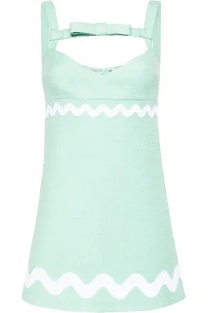 Patou Bow-neckline tweed mini dress