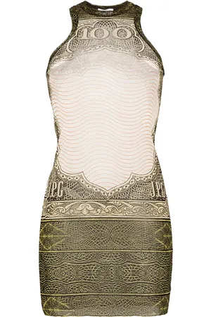 Jean Paul Gaultier Cartouche-print tulle mini dress