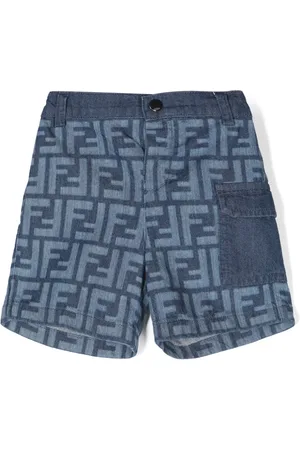 Fendi FF-print denim shorts