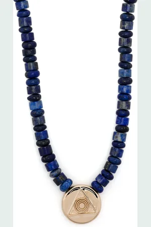 LUIS MORAIS 14kt yellow gold Shield lapis lazuli beaded necklace