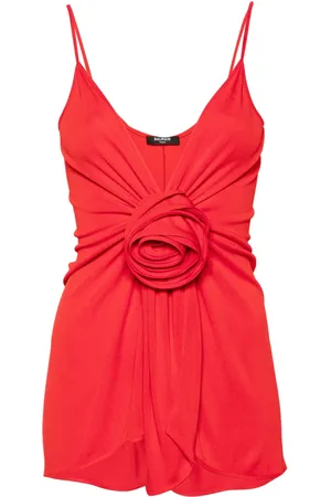 Balmain Floral-appliqué plunge tank top