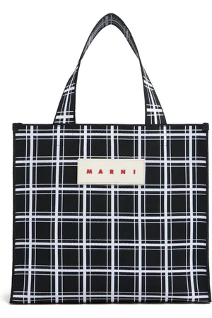 Marni Logo-appliqué checked tote bag