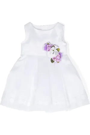 COLORICHIARI Floral-appliqué layered organza dress