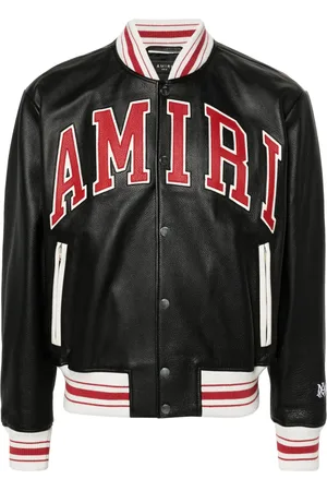 AMIRI Logo-appliqué leather bomber jacket