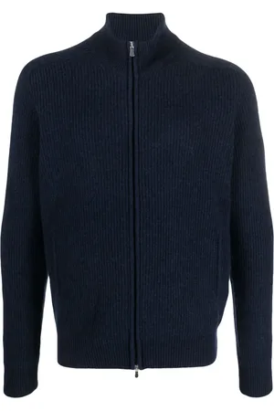BARBA Ribbed-knit zipped cardigan