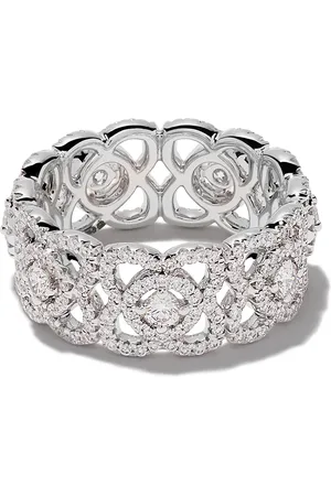 De Beers 18kt white gold Enchanted Lotus diamond band