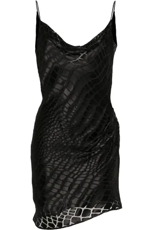 BLUMARINE Crocodile-effect devoré mini dress