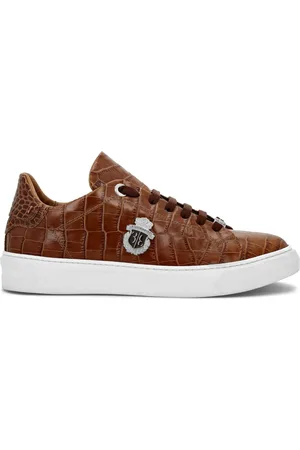 BILLIONAIRE Logo-appliqué crocodile-effect sneakers