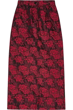 Ganni Botanical-print jacquard maxi skirt