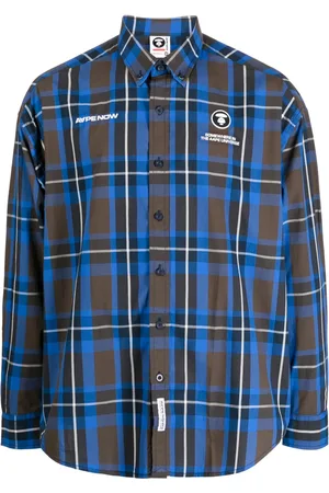 A Bathing Ape Check-print logo-print shirt