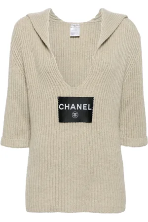 CHANEL 2008 logo-appliqué cashmere jumper