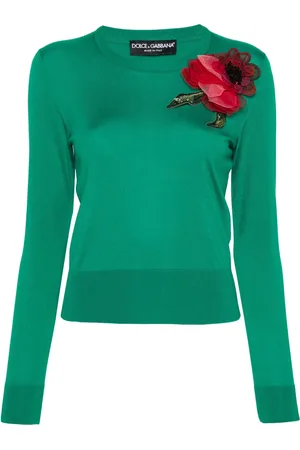 Dolce & Gabbana Floral-appliqu?? silk jumper