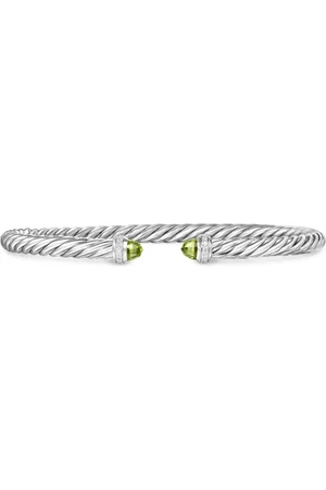 David Yurman Sterling Cablespira peridot and diamonds bracelet (4mm)