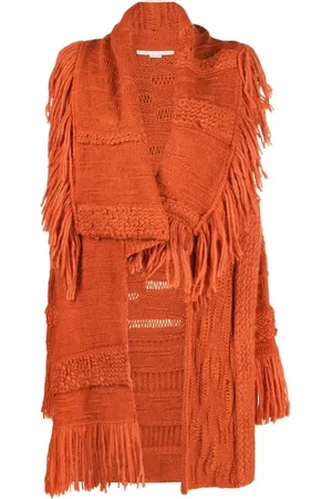 Stella McCartney Asymmetric fringed cardi-coat