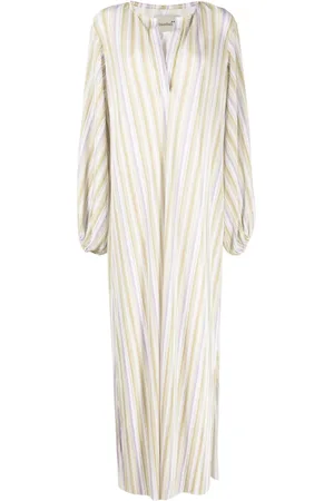 Bambah Striped plissé kaftan dress