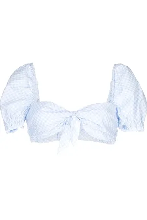 Stefania Vaidani Vichy gingham-print cropped top