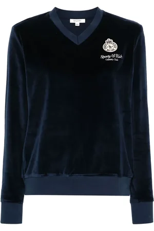 Sporty & Rich Logo-appliqué velour sweatshirt