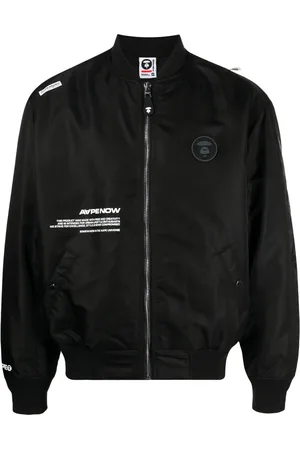 A Bathing Ape Logo-patch zip-up bomber jacket