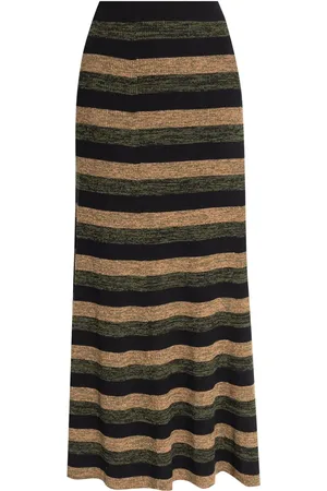 Ganni Striped wool midi skirt