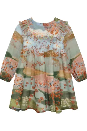 Chloé Graphic-print ruffle-detailing dress