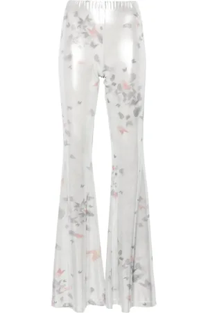 MACCAPANI Slender laminated flared trousers