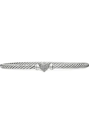 David Yurman Sterling Cable Collectibles Heart pavé bracelet (3mm)