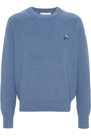Maison Kitsuné Logo-patch ribbed jumper