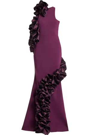 GRETA CONSTANTINE Ruffled-appliqué gown