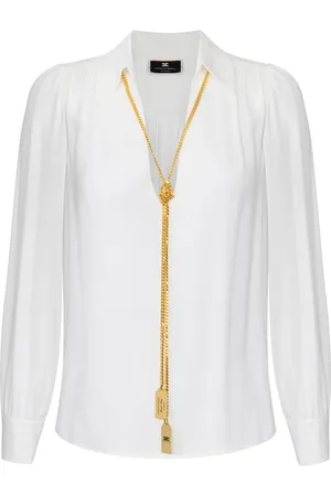 Elisabetta Franchi Necklace-appliqué georgette blouse