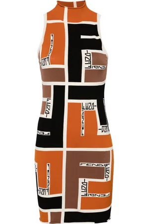 Fendi Colour-block high-neck minidress