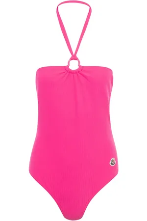 Moncler Logo-appliqué halterneck swimsuit