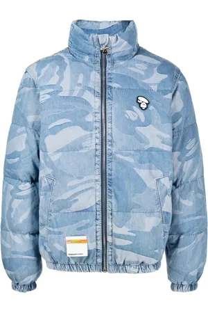 A Bathing Ape Logo-patch camouflage-pattern down jacket