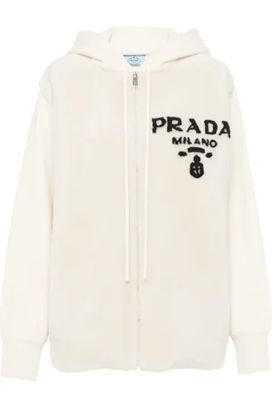 Prada Logo-intarsia shearling hoodie