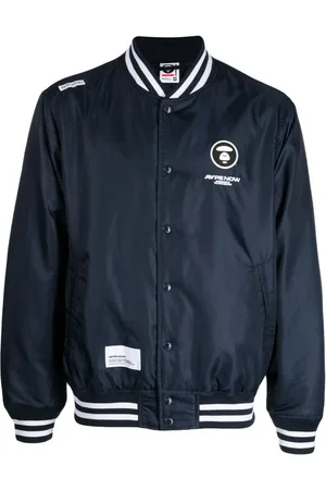 A Bathing Ape Logo-print baseball-collar bomber jacket