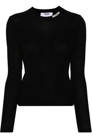 Msgm Intarsia-logo knitted top