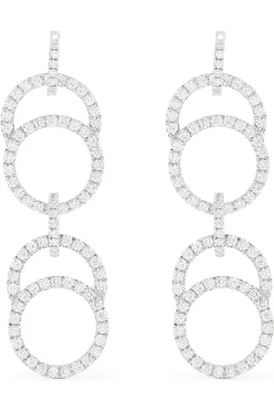 COURBET 18kt recycled white gold Celeste laboratory-grown diamond pavé double hanging earrings