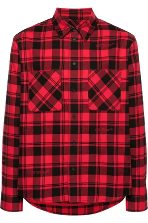 OFF-WHITE Logo-embroidered checked cotton shirt