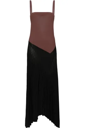 MRZ Colour-block plissé maxi dress