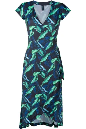 Lygia & Nanny Falcão leaf-print wrap dress