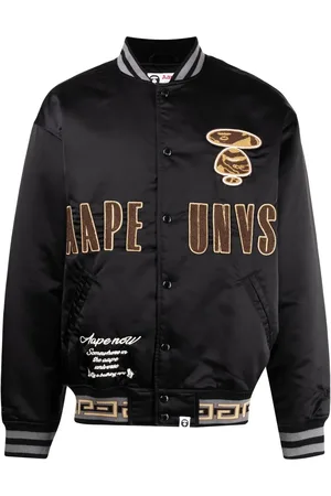 A Bathing Ape Logo-print satin bomber jacket