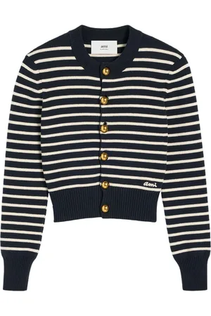 Ami Stripe-pattern cotton-blend cardigan
