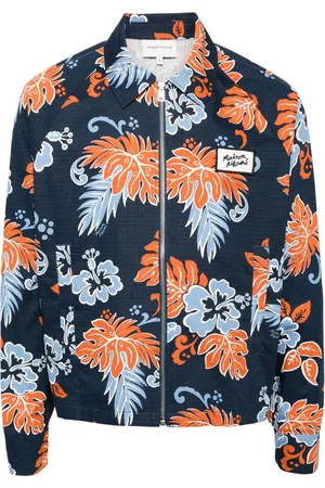 Maison Kitsuné Floral-print zip-up cotton jacket