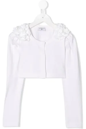 MONNALISA Floral-appliqué cropped cardigan
