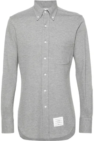 Thom Browne M??lange-effect piqu?? shirt