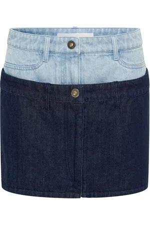 DION LEE Double-layer denim miniskirt