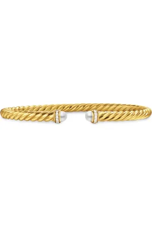David Yurman 18kt yellow Cablespira pearl and diamonds bracelet (4mm)