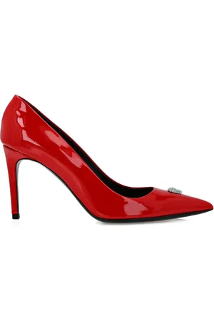 Philipp Plein 85mm skull-appliqué patent-leather pumps