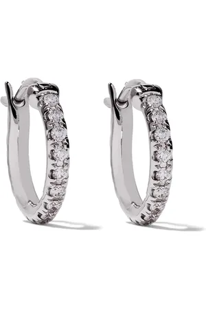 De Beers 18kt white gold DB Classic diamond hoop earrings