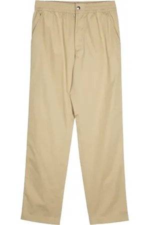 Maison Kitsuné Logo-embroidered tapered-leg trousers